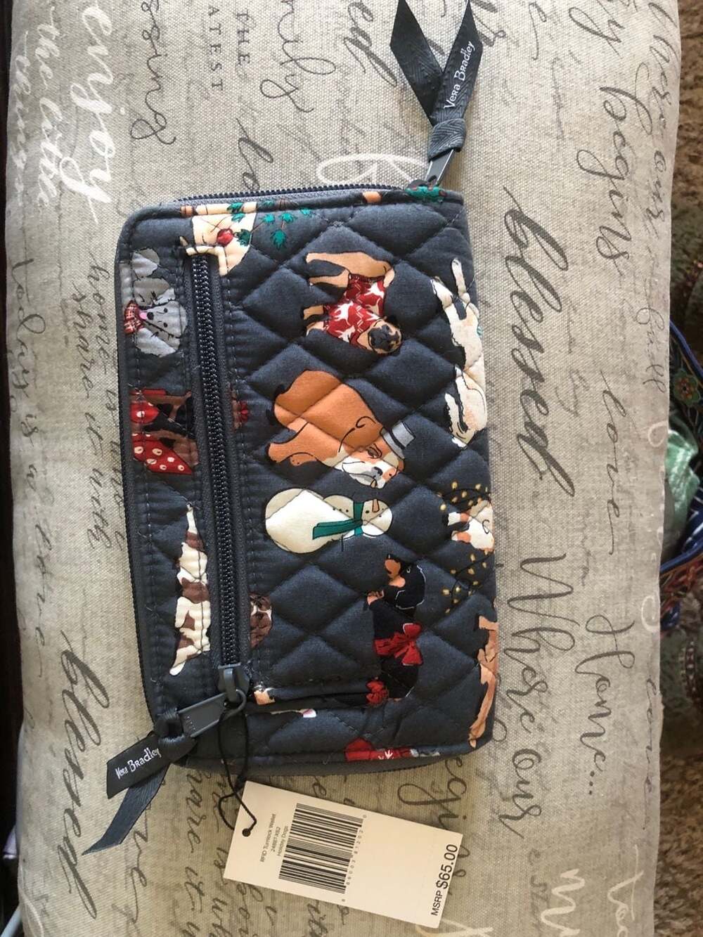 Vera Bradley RFID Turnlock Wallet in Holiday Dogs Pattern